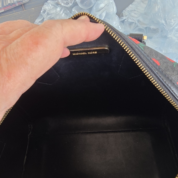 Michael Kors Black and Red Floral Satchel - Picture 13 of 15